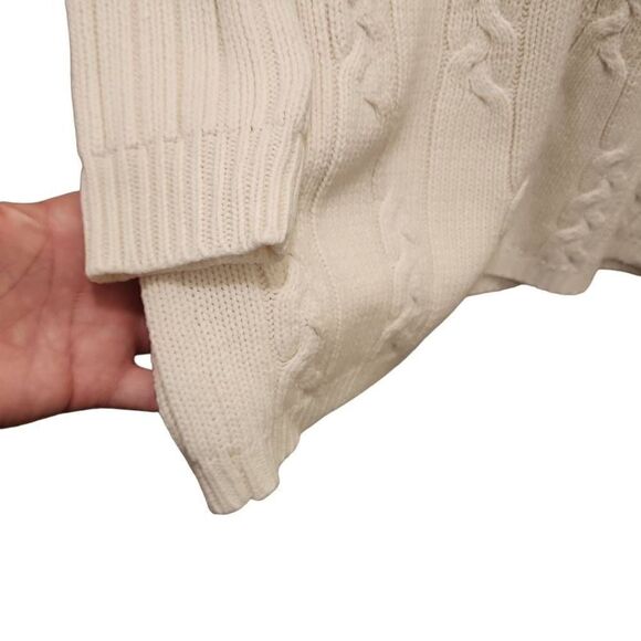 Karen Scott Men's Ivory Cable Knit Crew Neck Pullover Sweater Size Medium - Picture 9 of 11